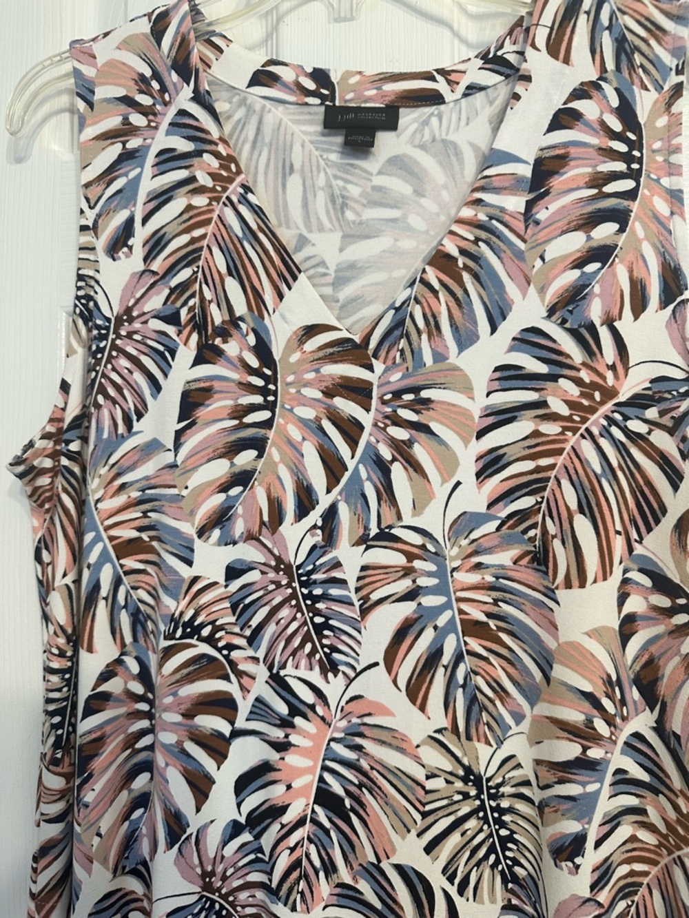 J. Jill Sleeveless V-Neck Dress in White, Pink, Blue, Brown
